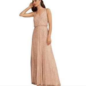 BHLDN Fidelia Beaded Maxi Dress Blush Pink Size 16